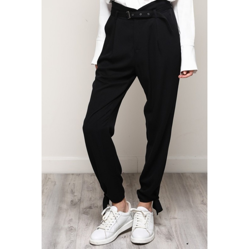 ASTRID BELTED TIE TROUSERS (BLACK) - Picture 2 of 8